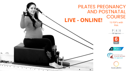 Pregnant woman exercising on the Pilates Reformer